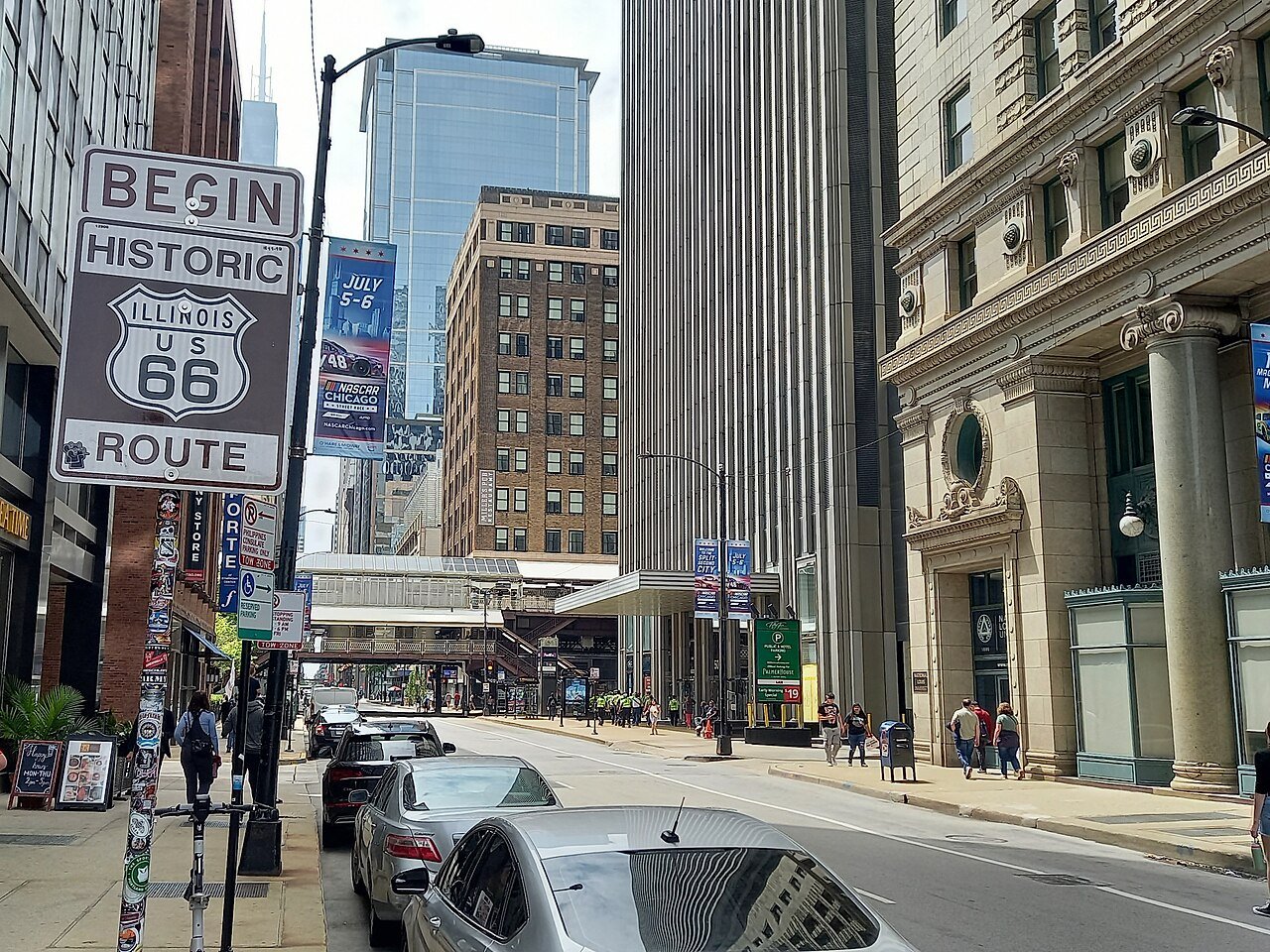 Begin Sign, Adams Street, Chicago on Route 66