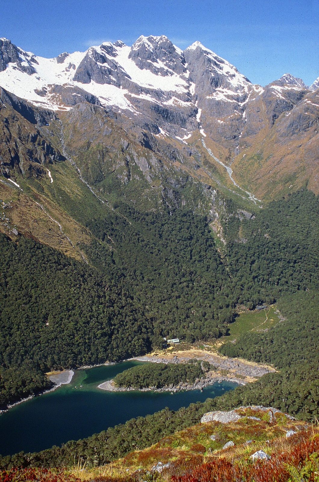 Lake Mackenzie Hut on the Routeburn Track