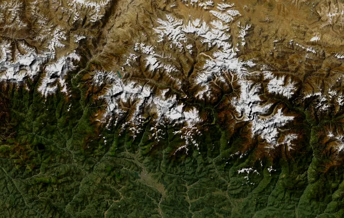 Satellite route map of the Annapurna Circuit
