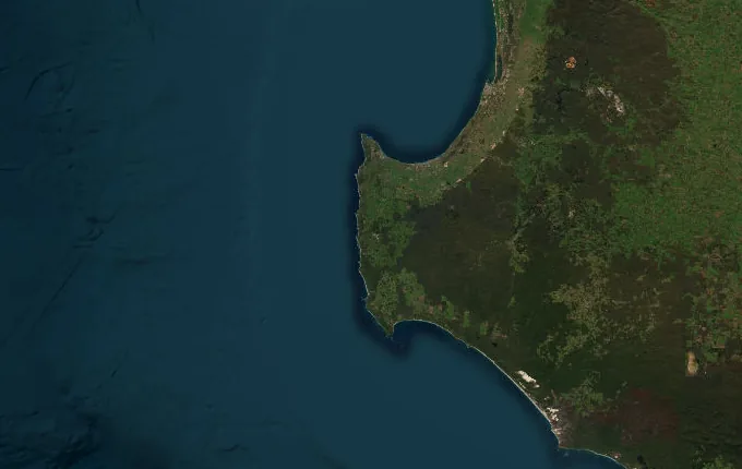 Satellite route map of the Cape to Cape Track