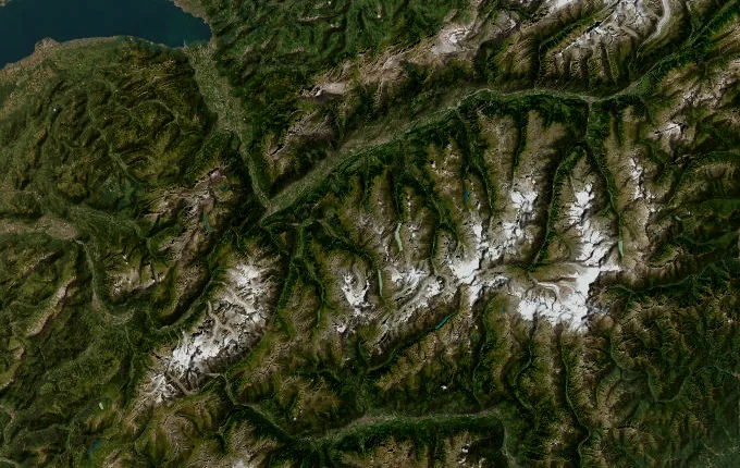 Satellite route map of the Walker's Haute Route