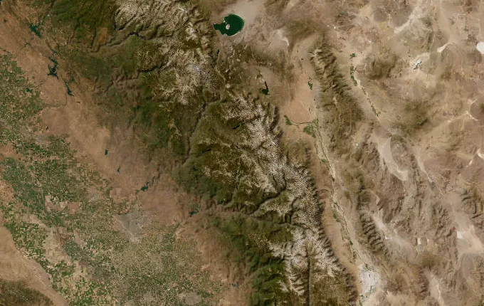 Satellite route map of the John Muir Trail