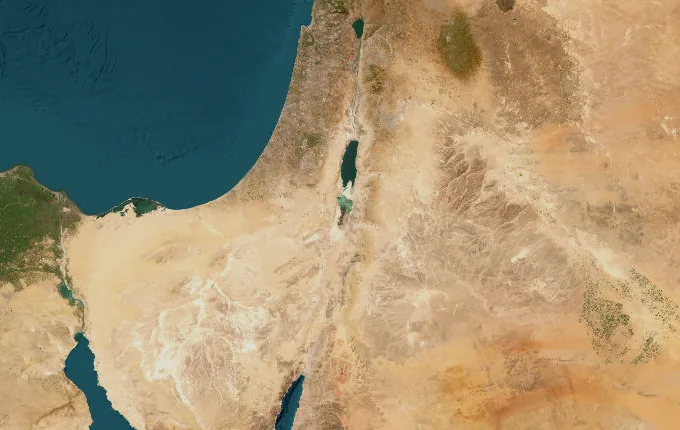 Satellite route map of the Jordan Trail