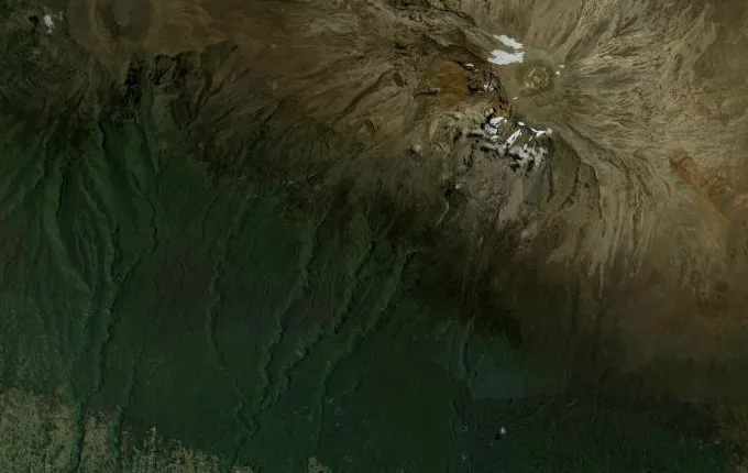 Satellite route map of the Kilimanjaro (Machame Route)
