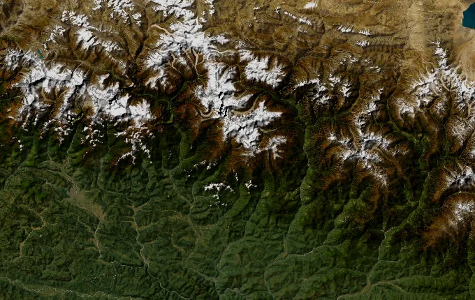 Satellite route map of the Manaslu Circuit