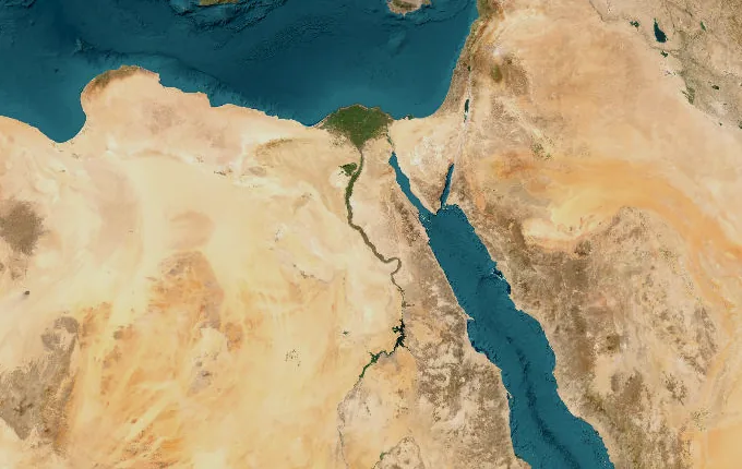 Satellite route map of the Walk the Nile