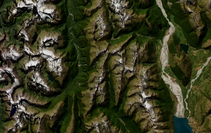 Satellite route map of the Routeburn Track