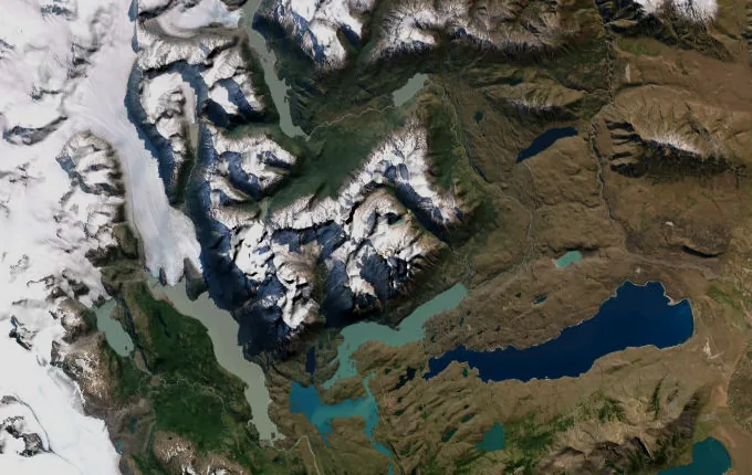 Satellite route map of the Torres del Paine (O Circuit)